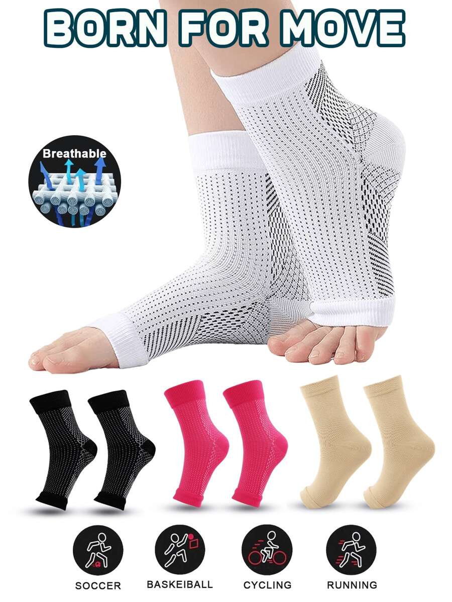 3 Pairs Sport Ankle Stability Sleeve For Men & Women - Breathable Knit, Reinforced Elastic For Secure Fit During Training & Activity, Ergonomic Foot Support For Safety And Protection