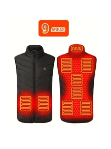 Men'S Smart Heating Vest - Smart Electric Heating With Adjustable Temperature Settings, Rapid USB Charging, Solid State Heating, Stylish Winter Jacket Design For Outdoor Activities(Power Supply Is Not Included)