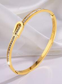 4 Stücke/1 Stück elegantes Armband aus Edelstahl mit Zirkonia, 18 Karat vergoldetes Armband, stapelbar, 5-Blüten Blumendesign, modischer Stil, geeignet für Frauen, für Lässig-Wear, Partys, Zusammenkünfte, Geburtstag, Hochzeit, Valentinstag, Muttertag Geschenk
