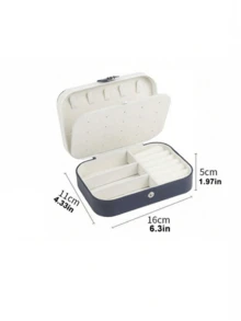 1 件多功能旅行首饰盒，珠宝耳环项链收纳盒，化妆口红皮革首饰收纳盒，大容量便携式皮革首饰盒带纽扣