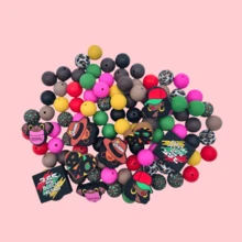 75Pcs &Colorful Silicone Bead Collection For DIY Jewelry Making & Crafting-Featuring Adorable Hat,Heart & Graphic Motifs,Vivid Hues,Safe & Durable,Perfect For Creating Unique Necklaces,Bracelets,Keychains & Fashion-Forward Handicrafts - Nhiều màu - Xem 7