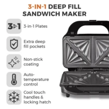 3 In 1 Deep Filled Sandwich Maker 900W - Default - View 3