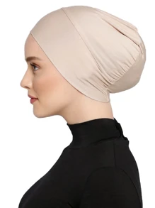 1 pièce Nouveau foulard en coton soyeux pour femme, bonnet sous-foulard musulman avec élastique