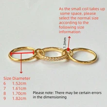 VKHK 1 anel de elos multicamadas de aço inoxidável banhado a ouro 18K com zircônia decorativa, adequado para uso diário feminino e festas de casamento, presente