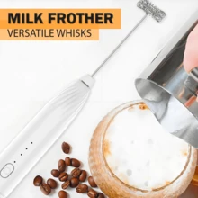 Feizsmile 1 件电动奶泡器和起泡器，可充电手持式电动奶泡器，配有 2 个不锈钢搅拌器，3 档速度可调，适用于咖啡、抹茶、拿铁、卡布奇诺、热巧克力，非常适合咖啡爱好者 - 彩色 - 查看 8