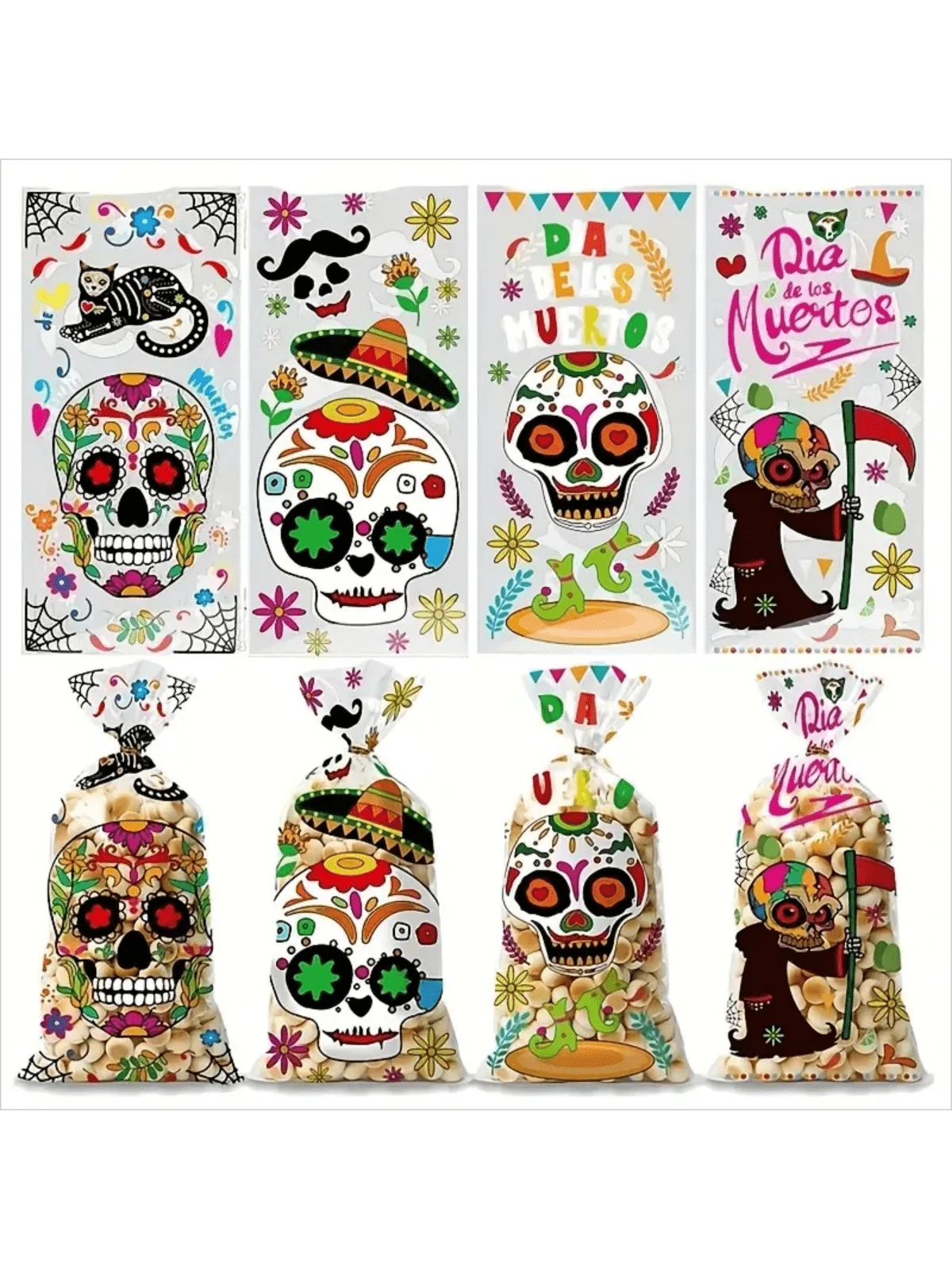 50pcs Halloween Candy Bags With Cute Pumpkin & Witch Patterns, Perfect For Trick Or Treat Parties And Gift Bags - Multicolor - View 1