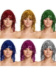 3/6pcs Party Wig, Punk Style Disco Masquerade Ball Single Party Wig, Attractive Silky Wig, Stage Performance Accessory, Cosplay Photo Prop, Party Festival Decor Wig (6pcs Random Colors)