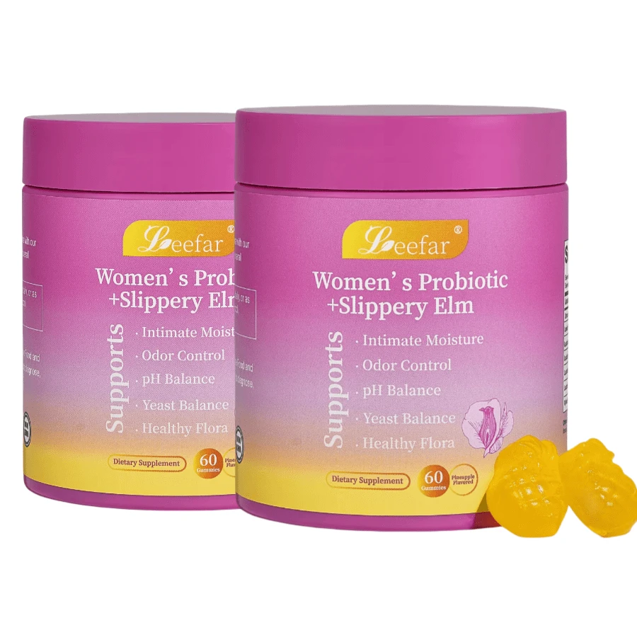 LEEFAR Her Juicy Feminine Probiotic Gummies – PH Balance & Intimate Comfort – Slippery Elm, Prebiotics & Lactobacillus Blend – Vegan, Hawaiian Pineapple Flavor – 60 Count (Pack Of 2) - Pack of 2 - 查看 1
