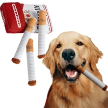 Conjunto de juguetes interactivos con forma de tabaco resistente a mordeduras, juguete de peluche para perros con chirrido, adecuado para el crecimiento de los dientes, aliviar el aburrimiento y la salud bucal