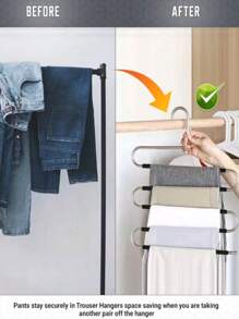 1 pièce/2 pièces Cintre en forme de S en acier inoxydable, étagère à pantalon multifonctionnelle antidérapante à 5 niveaux, Porte-vêtements avec revêtement en PVC, design minimaliste, antidérapant et gain de place, convient pour les pantalons, jeans, écharpes, cintres multifonctionnels, étagère de rangement pour armoire, décoration de vacances, décoration de chambre, décoration d'automne, décoration de Noël