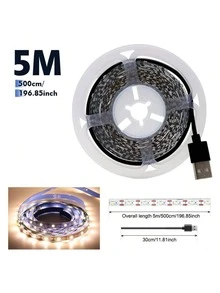 1 件，10M/5M/3M/2M/1M LED 灯带，USB 供电，电视背光，家居氛围装饰灯，床头灯，LED 夜灯，适用于家庭、房间、客厅、卧室、厨房、浴室装饰 - 白色 - 查看 13
