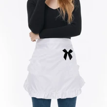 A Variety Of Colors And Styles Of Semi-Aprons-Fashionable Kitchen Clothes Suitable For Women, Chefs And Waitresses, Ruffled Hem, Very Suitable For Cooking And Service.