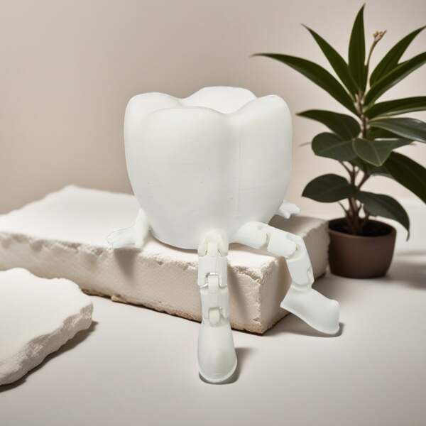 1 Stück sitzende Zähne Kunstdekoration, Schreibtisch Dental Modell Skulptur mit beweglichen Gelenken, Heimdekoration, minimalistischer Auto-Dekor, Schreibtisch- & Bücherregal-Ornament, Zahnarzt Geschenk Skulptur