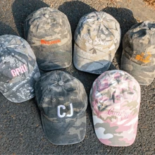 1 Piece American Street Style Customized Camo Baseball Cap, Unisex, UV Protection, Washed, Personalized Text/Name Embroidery, Adjustable Sun Hat, Suitable For Outdoor, Street, Travel, Camping, Vacation, Graduation, Wedding, Autumn, Gift For Dad, Boyfriend, Groomsman, Family, Coworker, Kids