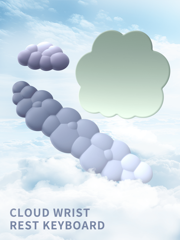 Cloud Keyboard Holder, Wrist Guard, Flat Cushion/Buffer, Convenient For Typing And Pain Relief, Ergonomically Designed Non Slip Computer Palm Rest/Lycra Fabric Soft Leather Memory Foam Silicone Sole, Rubber Bottom Flat Pad/Simple Gradient Color Scheme/Wrist Support/Suitable For PC Games/Laptops/Hand Pads/Cute Office Desks/Macs