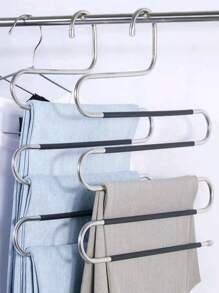 1 pièce/2 pièces Cintre en forme de S en acier inoxydable, étagère à pantalon multifonctionnelle antidérapante à 5 niveaux, Porte-vêtements avec revêtement en PVC, design minimaliste, antidérapant et gain de place, convient pour les pantalons, jeans, écharpes, cintres multifonctionnels, étagère de rangement pour armoire, décoration de vacances, décoration de chambre, décoration d'automne, décoration de Noël