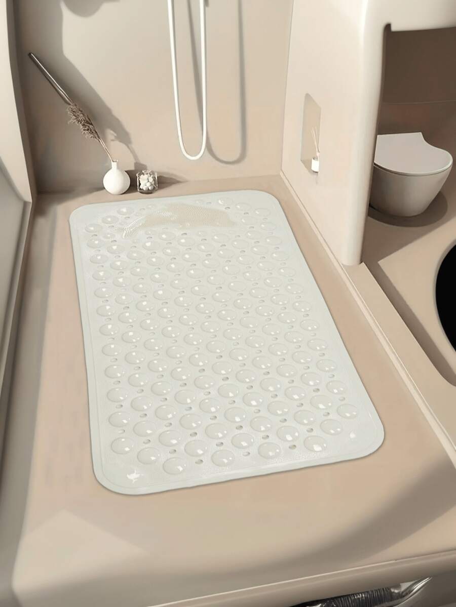 1pc Beige Dolphin Pattern Breathable Bath Mat, Rectangular Non-Slip Shower Bathroom Toilet Floor Rug, Home Doormat, For Spring & Summer - Beige - View 1