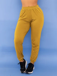 Women's Gym Jogger Pants With Pocket Loose Cuff Walking Yoga Tarelles - 黃色 - 查看 3