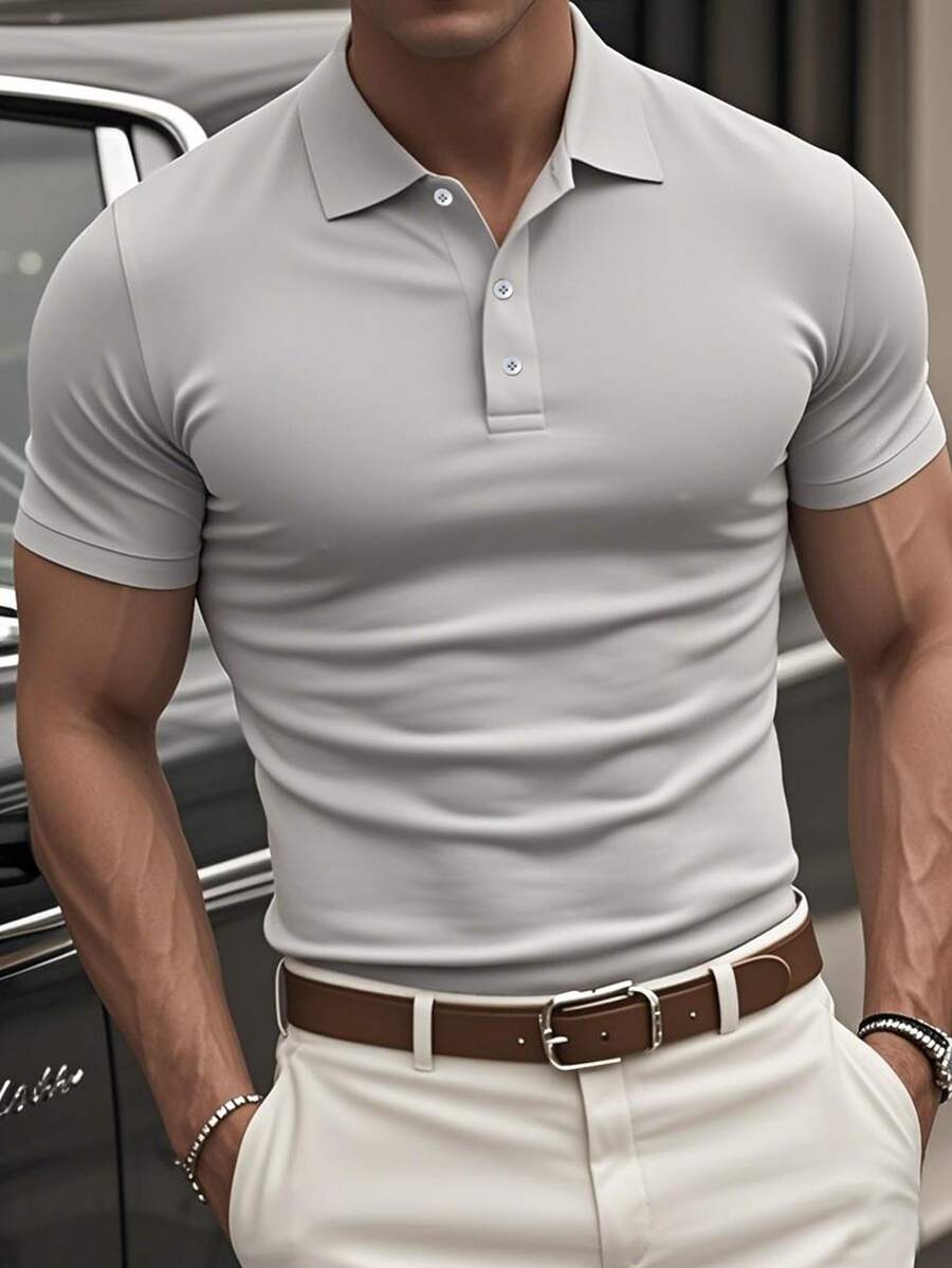 GRDR Men's Casual Solid Color Short Sleeve POLO Shirt, Summer