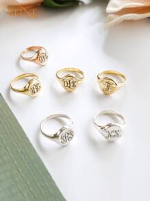 Custom 18K Gold Plated Stainless Steel Signet Name Ring,Personalized Signet Ring-Initial Signet Ring-Personalized Jewelry,Gold Signet Ring-Monogram Jewelry-Bridesmaid-Ring,Best Gift For Her, Mother's Day Gift, Father's Day Gift, Easter Gift, Sisters/Family Gift, Valentine's Day Gift,Jewelry & Watches,Chic Autumn, Utilitarian Chic, Delicate Romance, Look Glamour