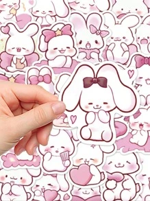 50 件粉色兔子贴纸手册笔记本电脑手机壳行李滑板头盔装饰贴花，适用于学校用品，返校 - 彩色 - 查看 5