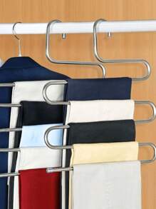 1 pièce/2 pièces Cintre en forme de S en acier inoxydable, étagère à pantalon multifonctionnelle antidérapante à 5 niveaux, Porte-vêtements avec revêtement en PVC, design minimaliste, antidérapant et gain de place, convient pour les pantalons, jeans, écharpes, cintres multifonctionnels, étagère de rangement pour armoire, décoration de vacances, décoration de chambre, décoration d'automne, décoration de Noël