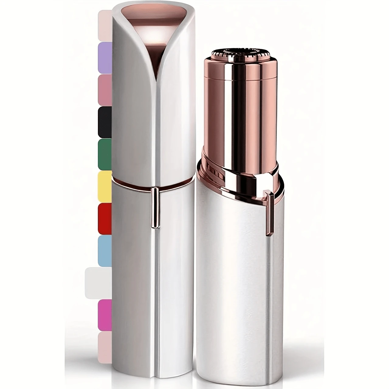 Facial Hair Removal For Women, Mini Hair Remover, Electric Razor Shaver Portable Bikini Epilator For Lips, Chin, Armpit, Peach Fuzz, Fingers, Neck, Cheek And USB Rechargeable (Gold &Red &White) - 白色 - 查看 1