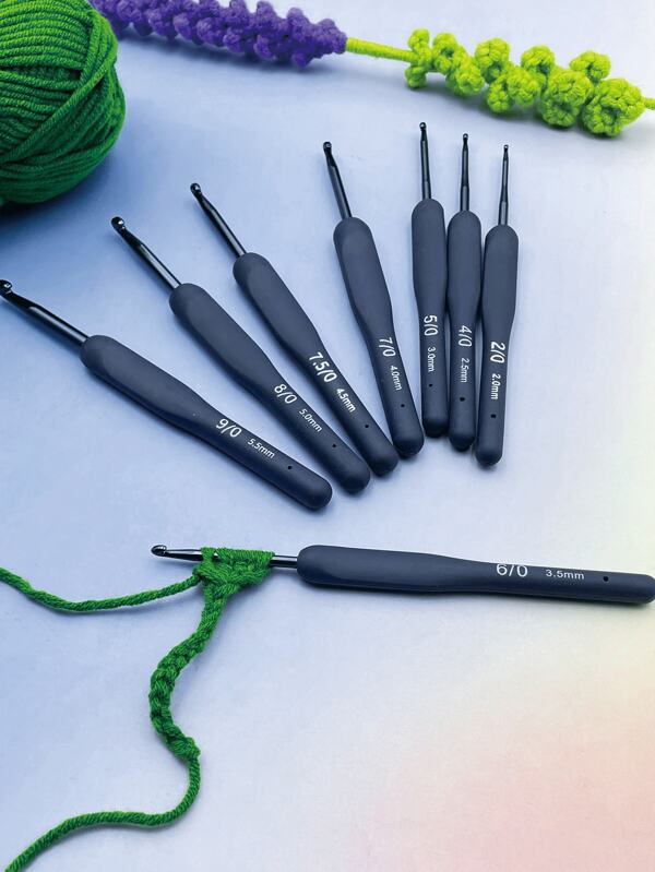 9pcs Blue Handle Crochet Hook Set, Soft Silicone Material, Professional Knitting And Crocheting, DIY Knitting And Sweater Making Needlework Craft