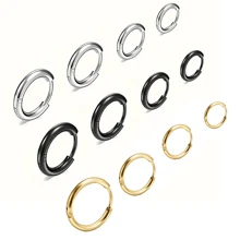 3 Pcs/Set Simple Fashion Stainless Steel Ring Earrings Ear Buckle Suitable For Men And Women All-Matching Ear Ring Earrings DIY Accessories