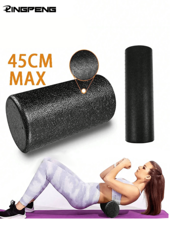 1 pieza Rodillo de espuma negra suave de EPP para masaje de tejido profundo, yoga, pilates, masaje de piernas