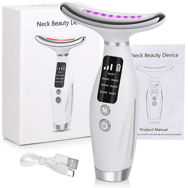 Rechargeable LED 7-Colour Facial And Neck Massage Instrument Firming And Tightening Face And Neck Skin Beauty Skin Care Tool,400mAh