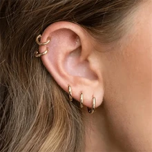 3 Pcs/Set Simple Fashion Stainless Steel Ring Earrings Ear Buckle Suitable For Men And Women All-Matching Ear Ring Earrings DIY Accessories