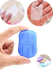 Caja de tabletas de jabón desechables para viaje, papel de jabón, tabletas portátiles para lavar las manos, tabletas de jabón pequeñas, Mini papel de jabón, Escamas de jabón en caja desechables, jabón portátil para lavar las manos, tabletas de limpieza - Multicolor - Ver 4