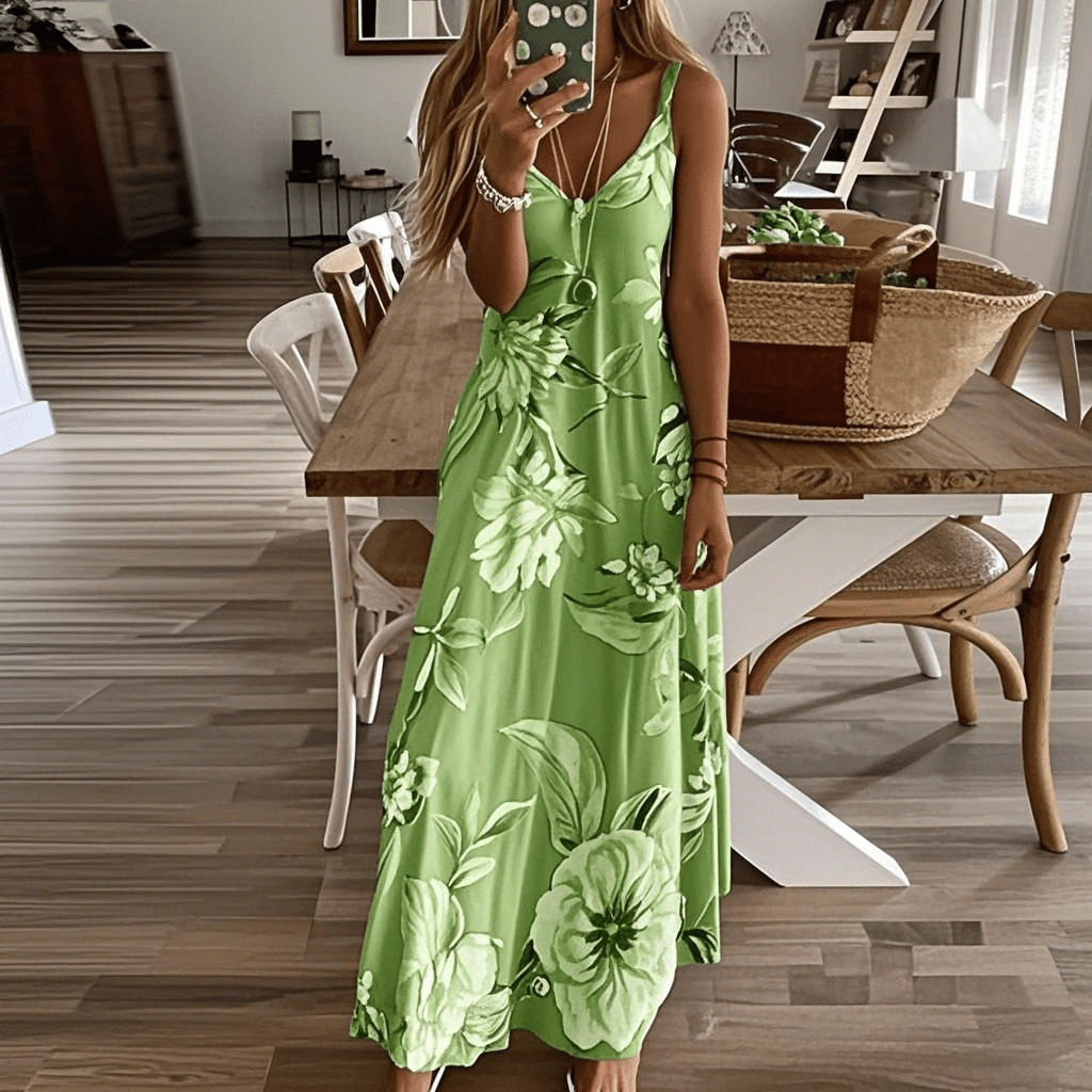 Robes sans manches pour femmes, coupe ample, col en V, plage, hawaïenne, longues, été, automne, 2025
