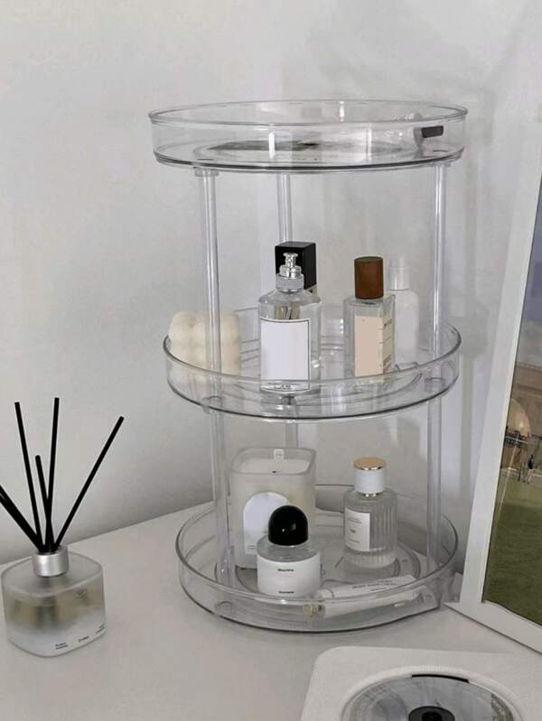 1pc Transparent Rotating Multi-Layer Desktop Cosmetic Storage Shelf Organizer Box For Skincare, Perfume, Makeup,Makeup Organizer,Cosmetic Storage,Jewelry Organizer,Jewelry Storage Back To School