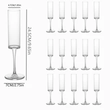 16pcs Crystal Champagne Glasses, Classic Wine Glasses, Suitable For Wedding, Outdoor Party, Anniversary, Christmas, Baking Events