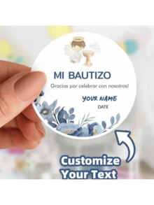 100 etiquetas personalizadas con nombre para recuerdos de Primera Comunión, pegatinas de Primera Comunión, etiquetas impermeables de 1.5~3 pulgadas para la Primera Comunión, actividades artísticas para niños - Pegatinas de - Ver 7
