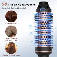 UKLISS Thermal 1.5 Inch Ceramic Tourmaline Ionic Curling Iron With Round Volumizing Brush,LCD Display Air Curler Wand,10 Temperature Settings For Travel - 查看 6