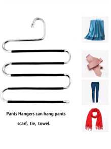 1 pièce/2 pièces Cintre en forme de S en acier inoxydable, étagère à pantalon multifonctionnelle antidérapante à 5 niveaux, Porte-vêtements avec revêtement en PVC, design minimaliste, antidérapant et gain de place, convient pour les pantalons, jeans, écharpes, cintres multifonctionnels, étagère de rangement pour armoire, décoration de vacances, décoration de chambre, décoration d'automne, décoration de Noël