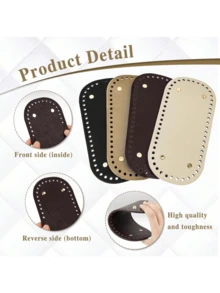 4 件钩针编织袋底座 4 种颜色皮革袋底垫，长椭圆形钱包底部塑形垫，用于包袋垫底座，带孔，适用于 DIY 钩针编织袋单肩包钱包工艺品制作