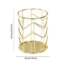 1 件空心金属笔筒 - 多功能化妆刷收纳盒 - 简约办公桌收纳，适用于办公室和梳妆台 - 化妆刷架、办公桌收纳盒、梳妆台托盘、家庭办公室装饰、美容站配件学校用品、返校