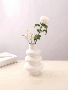 1 Stück nordischer Keramikvase mit Kreismuster für Heimdekoration, kreative Dekoration für Wohnzimmer, Fernsehtisch, Veranda, Blumenarrangements, Geburtstags- oder Abschlussgeschenk, weiße kürbisförmige Vase, boho-feministische minimalistische Dekoration, moderne nordische Vase geeignet für Wohnzimmer, Büro, Bücherregal, Feiertags- oder Geburtstagsdekorationen - Verschiedenfarbig - Übersicht 5
