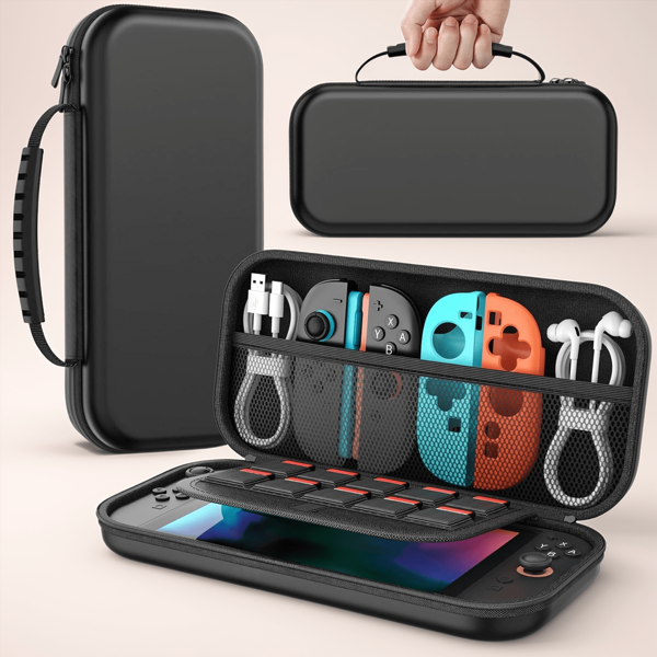 Estuche de transporte compatible con Switch 2 (2025), funda de viaje dura y protectora, bolsillos de almacenamiento compatibles con la consola y accesorios, bolsa portátil con 10 ranuras para tarjetas de juego, ligero