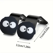 4 件可爱可伸缩塑料炭球形汽车内饰装饰挂钩，多功能配件