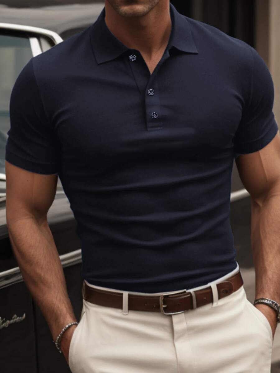 GRDR Men's Casual Solid Color Short Sleeve POLO Shirt, Summer