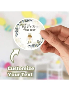 100 etiquetas personalizadas con nombre para recuerdos de Primera Comunión, pegatinas de Primera Comunión, etiquetas impermeables de 1.5~3 pulgadas para la Primera Comunión, actividades artísticas para niños - Pegatinas de - Ver 16