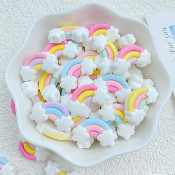 10/20/30pcs Resin Cute Random Colorful Mini Cloud Rainbow Series Flatback Nail Art Charms, Rainbow Nail Art Accessories For Nail Art Decoration, Charms For DIY Jewelry Making Accessories Materials