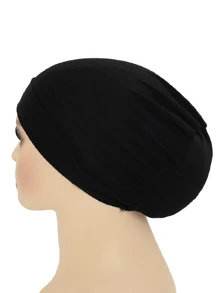 1 pièce Nouveau foulard en coton soyeux pour femme, bonnet sous-foulard musulman avec élastique