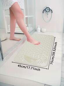 1pc Beige Dolphin Pattern Breathable Bath Mat, Rectangular Non-Slip Shower Bathroom Toilet Floor Rug, Home Doormat, For Spring & Summer - Beige - View 5