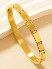 4 Stücke/1 Stück elegantes Armband aus Edelstahl mit Zirkonia, 18 Karat vergoldetes Armband, stapelbar, 5-Blüten Blumendesign, modischer Stil, geeignet für Frauen, für Lässig-Wear, Partys, Zusammenkünfte, Geburtstag, Hochzeit, Valentinstag, Muttertag Geschenk